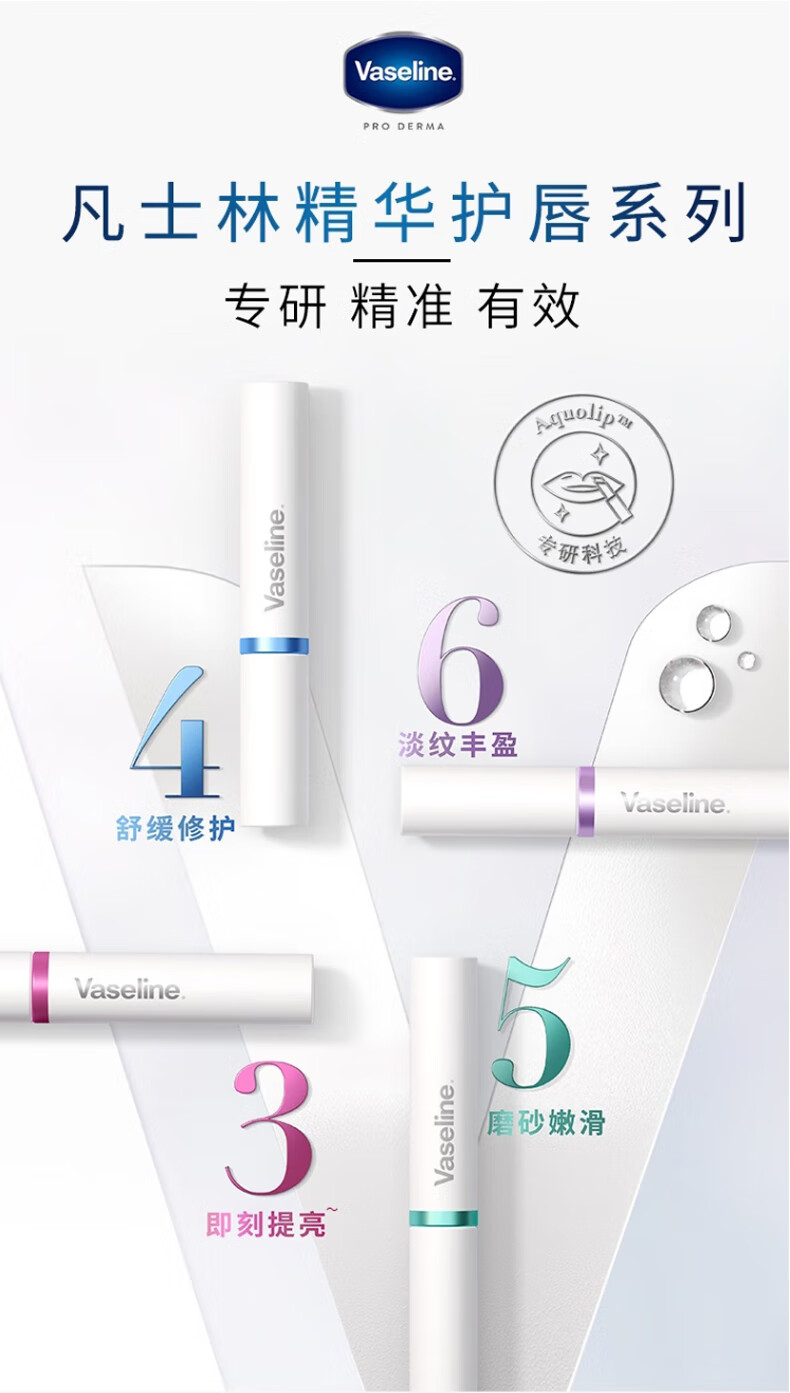 凡士林 润唇膏 (Vaseline)保湿滋润精华焕亮锁水温和滋养弹润护唇膏 数字唇膏4号舒缓特护1.8g+6号淡纹弹润1.8g