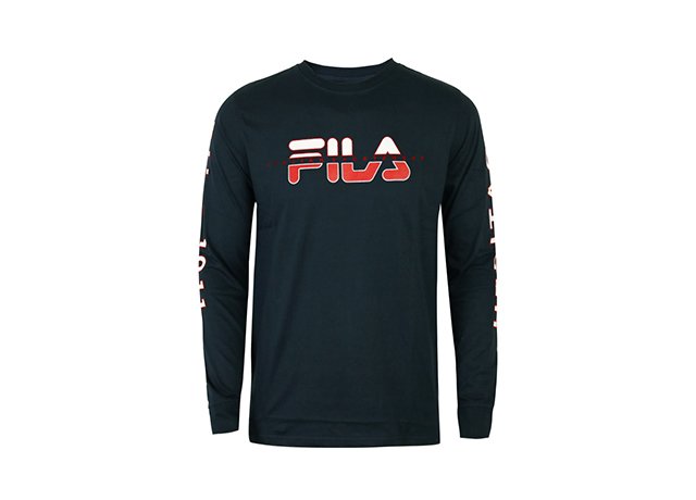 fila斐乐圆领长袖男时尚休闲印花t恤奢侈品男装lm935192白色100l码