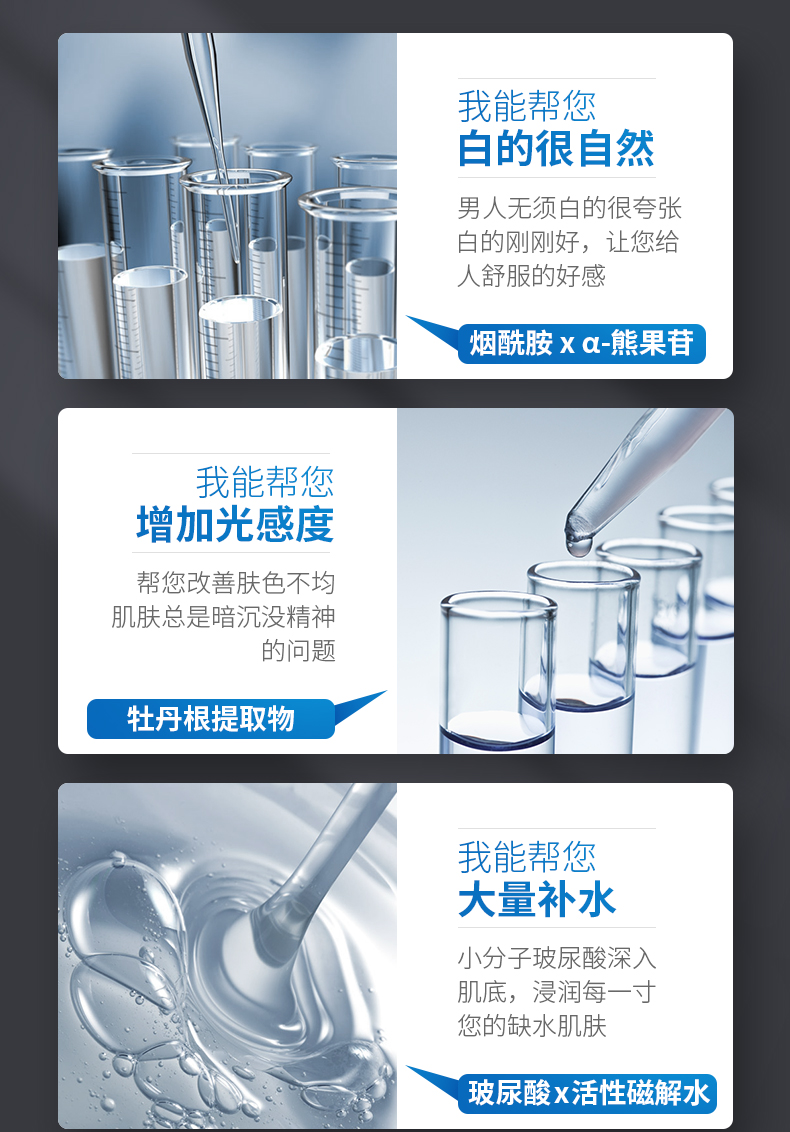 赫恩（H&E） 【套装可选】男士美白面膜烟酰胺补水保湿控油面膜 美白面膜6片/盒