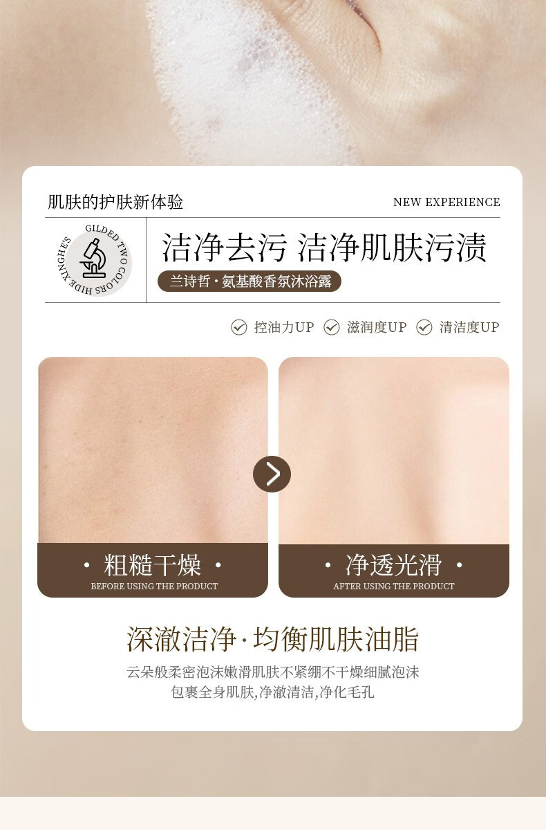 话语兰诗哲氨基酸香氛沐浴露 美妆工具留香嫩滑润肤沐浴露持久留香 氨基酸净透沐浴露
