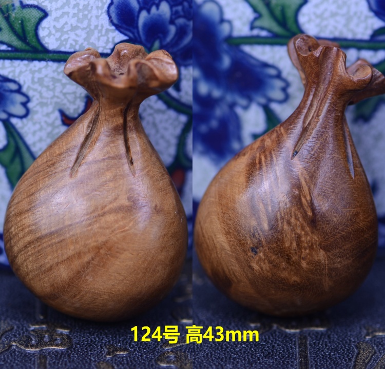 麻梨疙瘩 麻梨疙瘩钱袋子福袋手工木雕免漆原色满花挂坠车挂钥匙坠