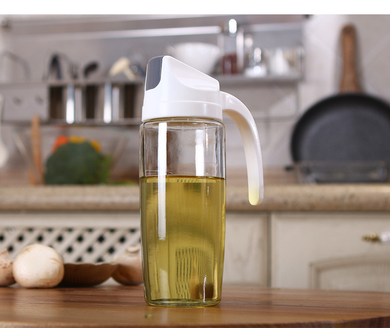 伊麦卡  家用自动开合油壶 厨房多用途透明防尘防漏玻璃油瓶调味瓶调料瓶 300ML