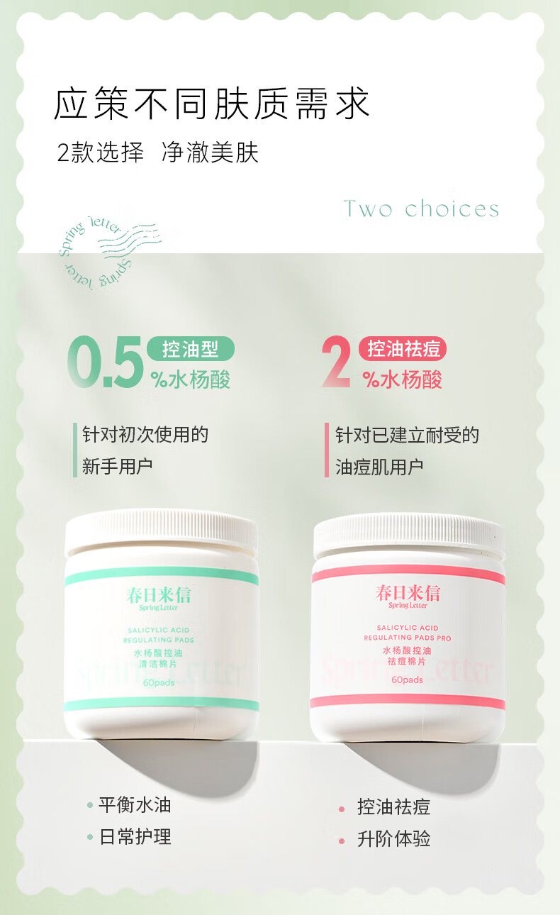 春日来信 水杨酸果酸棉片痘痘黑头闭口粉刺清洁收缩毛孔控油贴片 2%水杨酸棉片