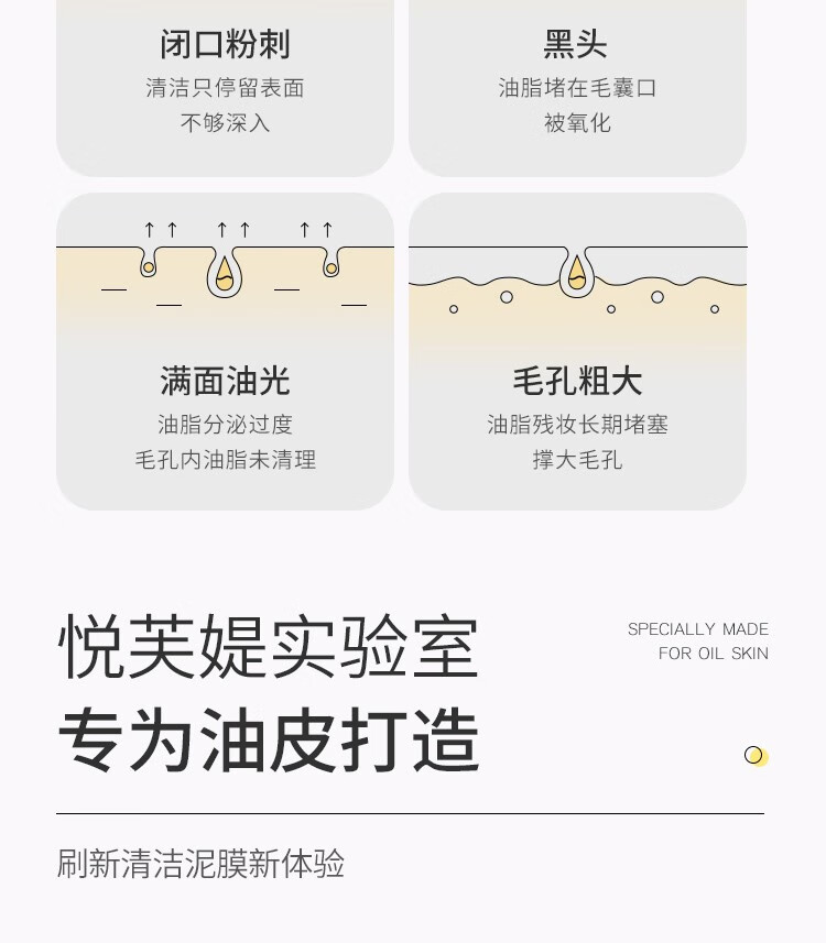 悦芙媞（Hapsode）多酸泥膜油皮深度清洁去黑头白头学生果酸清洁泥膜涂抹式面膜男女 100g
