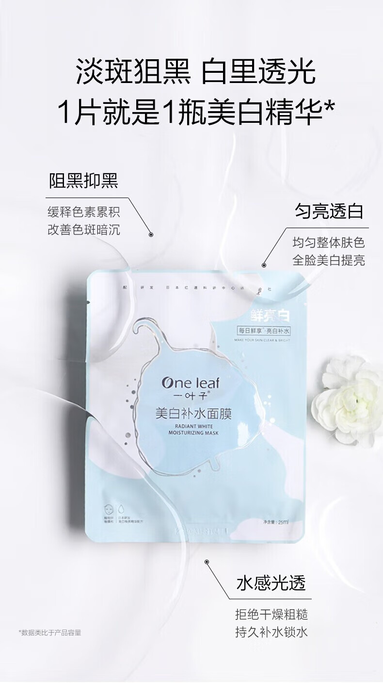 一叶子（One leaf）面膜护肤品补水保湿滋润男女学生官方 【紧致抗皱】胶原紧致面膜20片