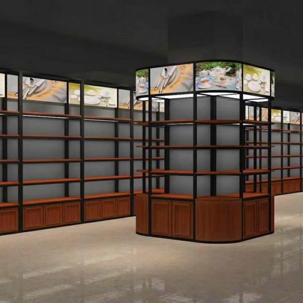 领道烟柜展示柜白酒展示柜钢木货架红酒架高端定制1919木质酒柜展示架
