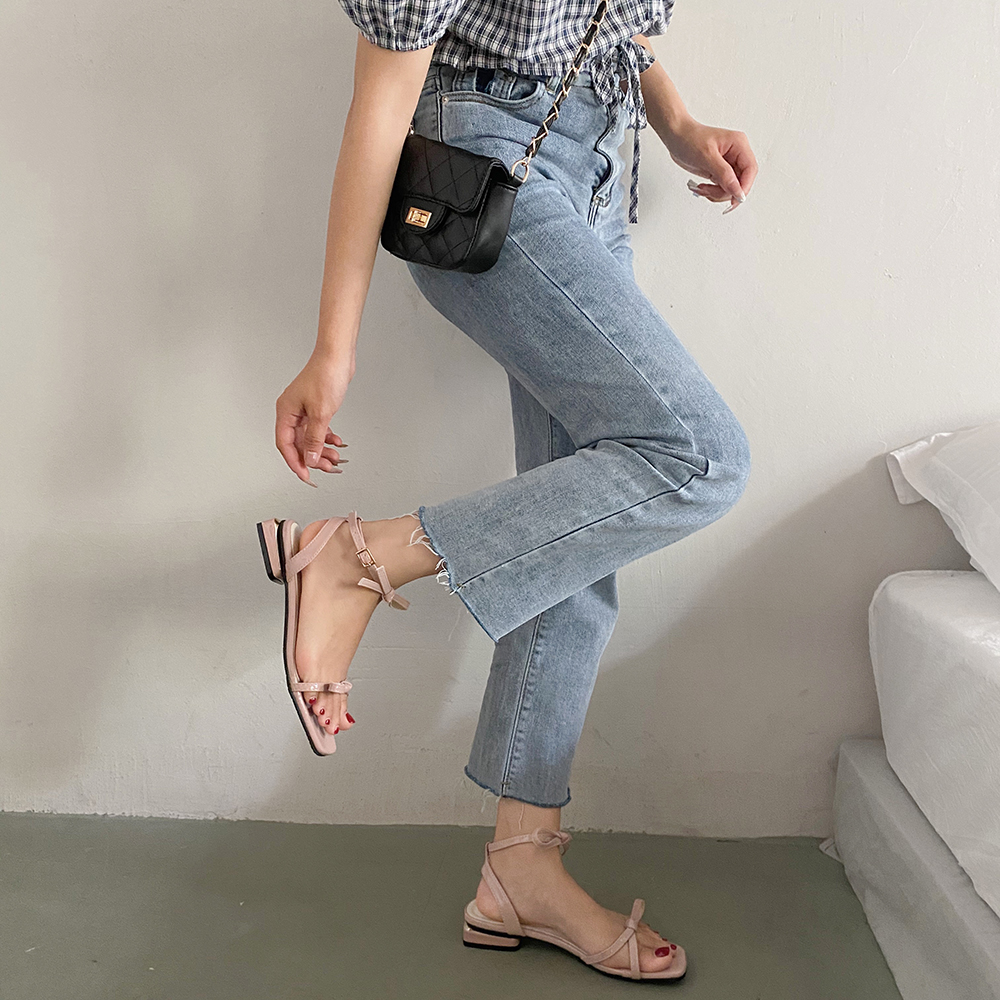 红蜻蜓旗舰官方店同款21年新品2021年新款夏季蝴蝶结凉鞋女时尚女士