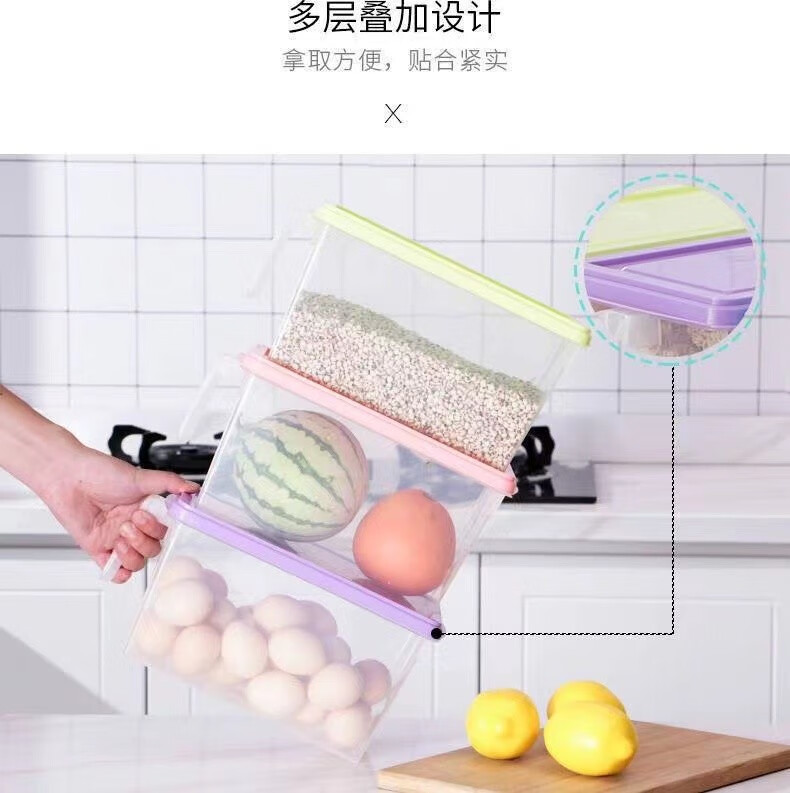 话语冰箱收纳盒蔬菜水果鸡美妆工具冷冻透明保鲜盒塑料密封储物盒 【两个】颜色随机