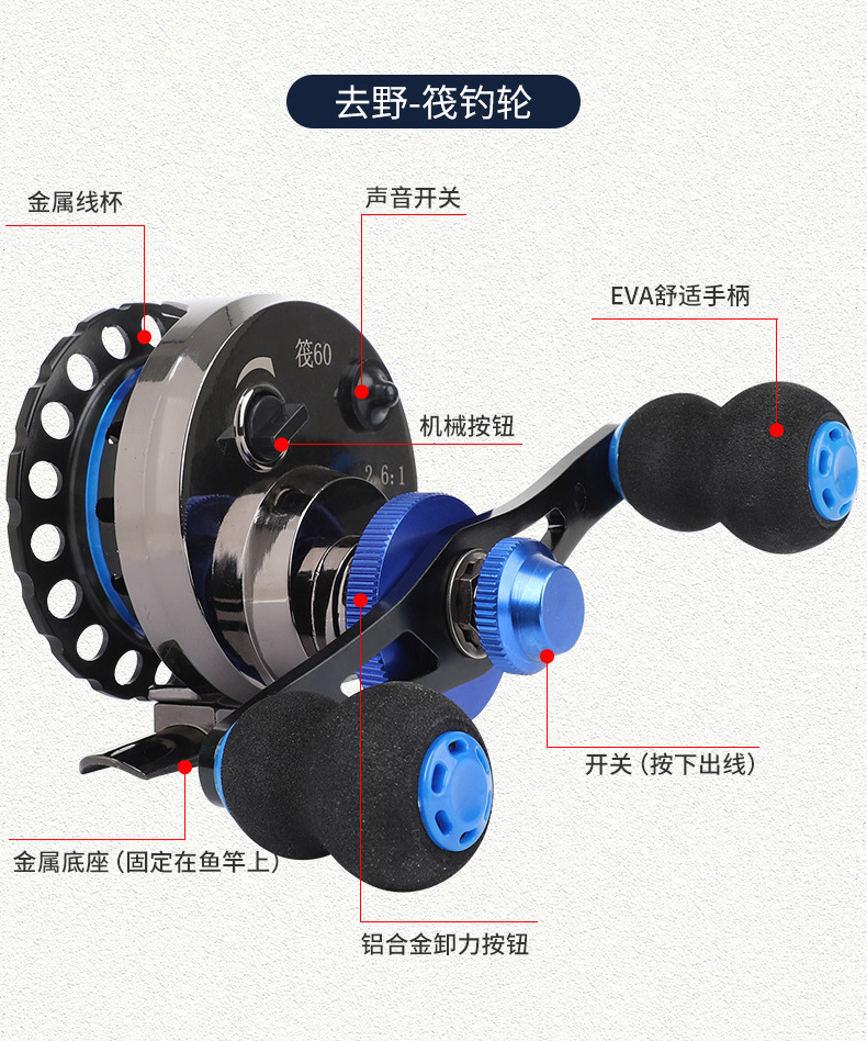 筏钓轮渔轮全金属重铅磁力缓降无间隙自动排线带泄力前打阀轮海钓轮桥