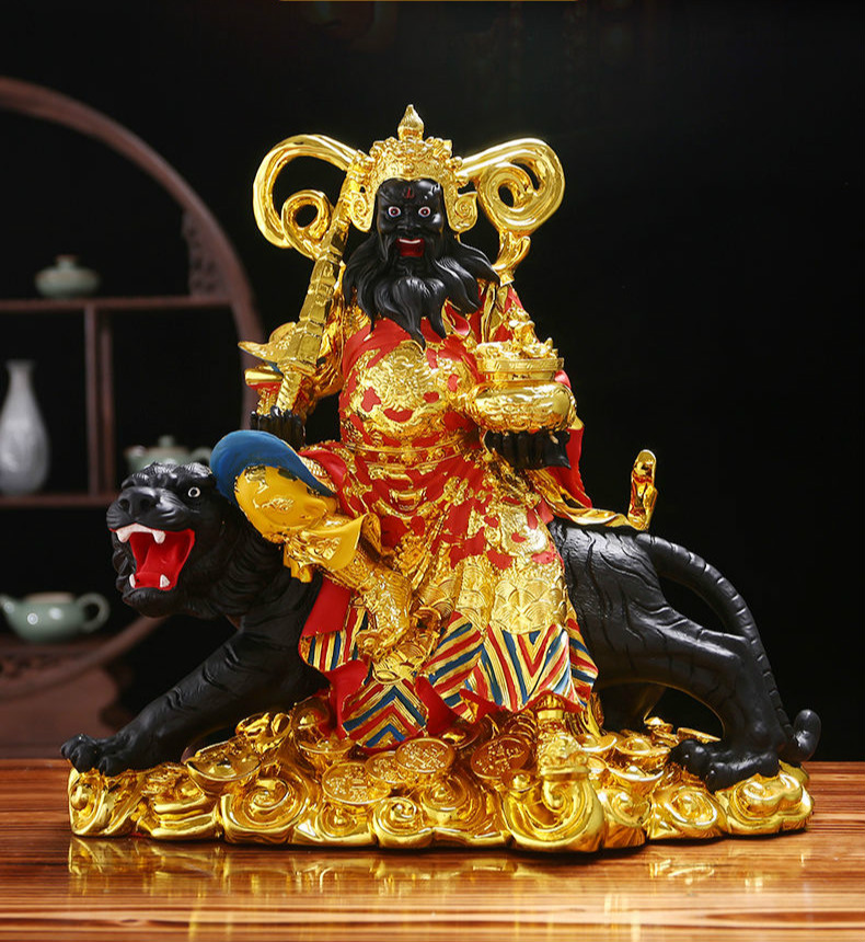 武财神赵公明神像黑脸骑虎赵元帅赵玄朗佛像财神爷家用供奉禄协12寸30