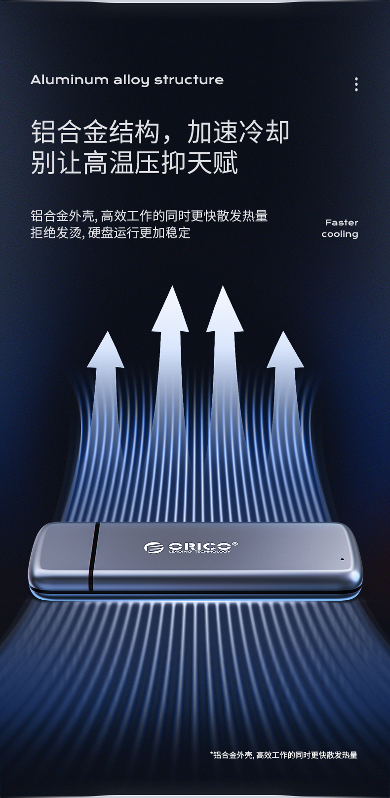 奥睿科（ORICO）移动硬盘盒M.2 NVMe/NGFF双协议转USB3.1雷速SSD固态 【NVMe/SATA】铝合金/双协议-10Gbps