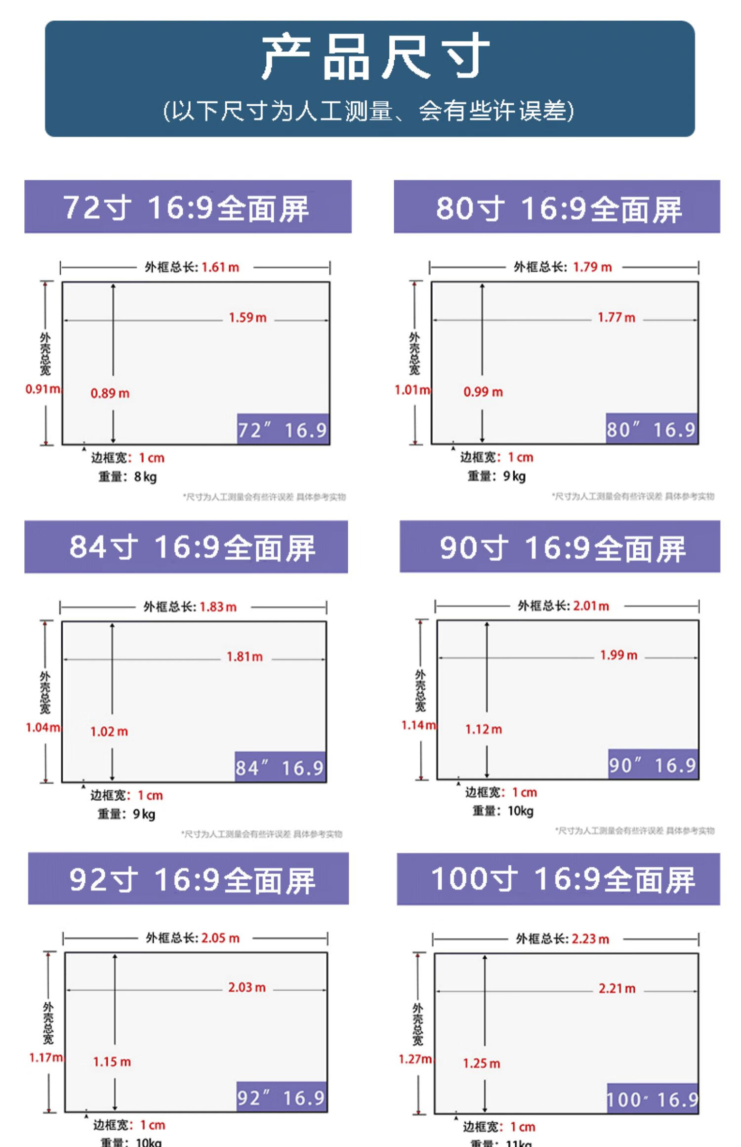 适用于极米h3s/z6x/z8x投影仪幕布抗光画框幕布84/100/120吋家用壁挂