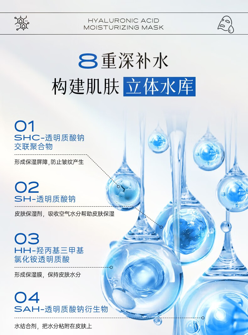 NACO8D玻尿酸补水面膜保湿深层锁水细腻毛孔改善干燥起皮粗糙暗沉提亮 8D玻尿酸补水面膜1盒（10片）