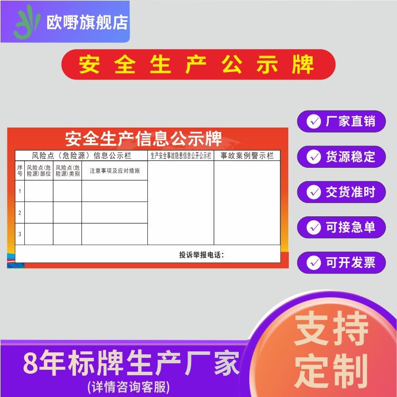 安全生产信息公示牌标志标识贴工厂仓库公告栏布告栏公示展板 室内