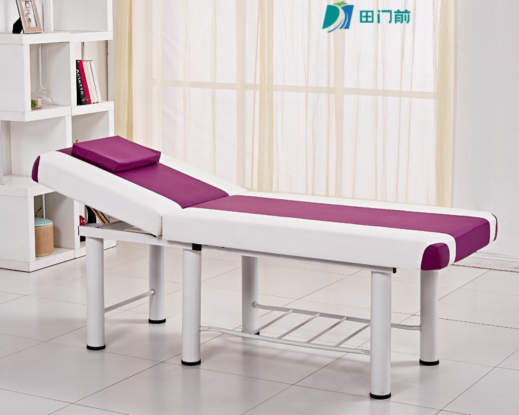 田门前 美容床 按摩床 理疗床 美容院专用床家用艾灸火疗纹绣床汗蒸多功能按摩床 60粗185*70方头粉白色(配凳子)