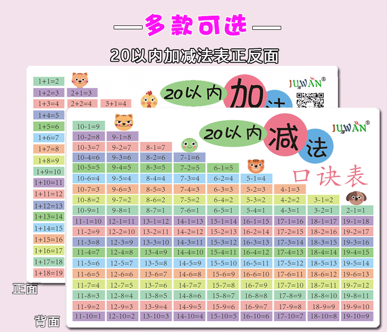 九九乘法口诀表小二年级墙贴除法随身99乘法表卡片口算卡赛翼绿色乘法