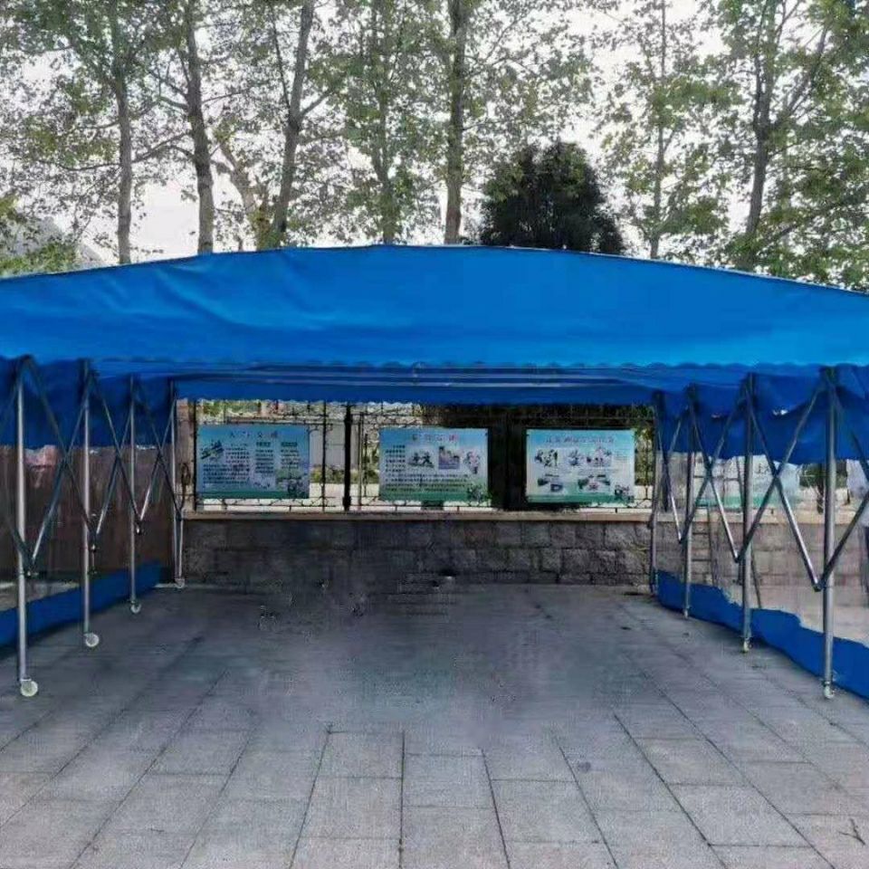 定制移动伸缩推拉棚户外活动仓库棚大排档棚大型物流棚电动推拉棚
