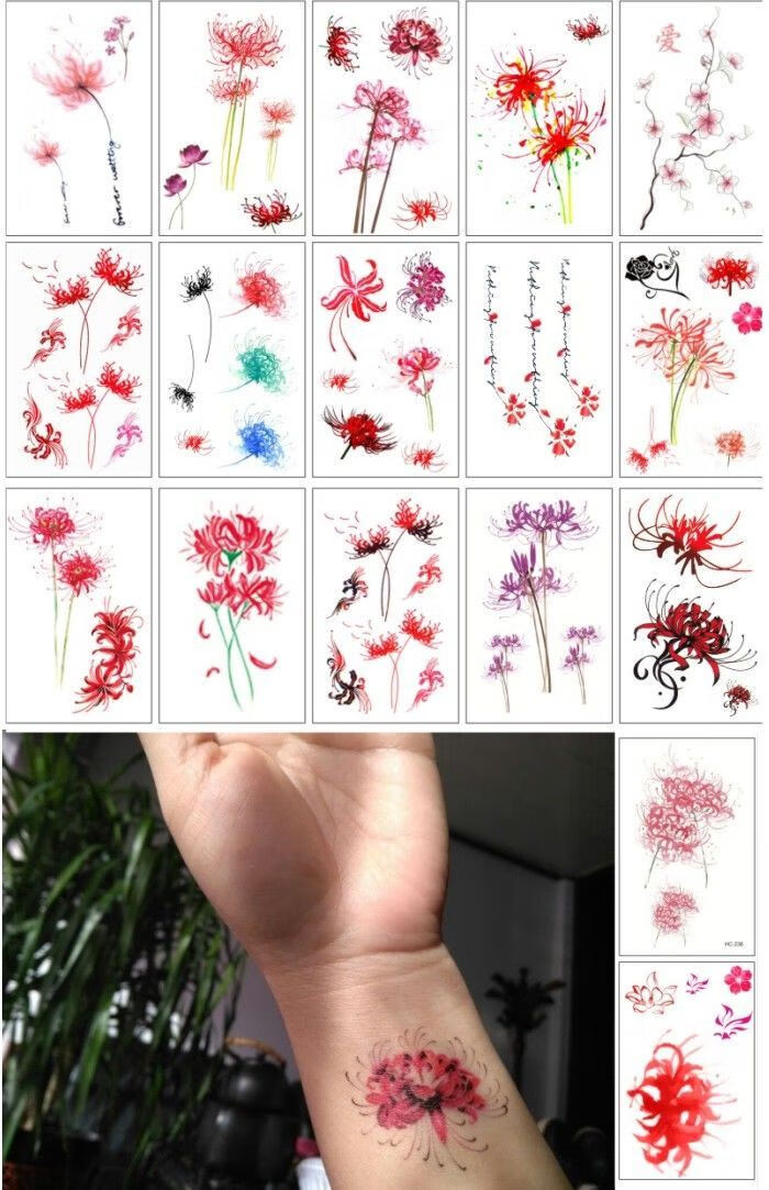 【好物上新】彼岸花纹身贴防水女人仿真花性感遮疤锁骨半网红贴画贴纸