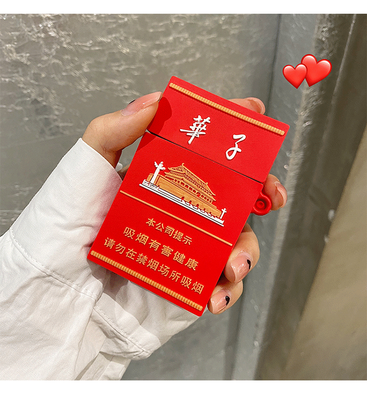 123代硅胶防摔二三代创意盒子文字潮牌软壳airpods12代保护套华子烟盒