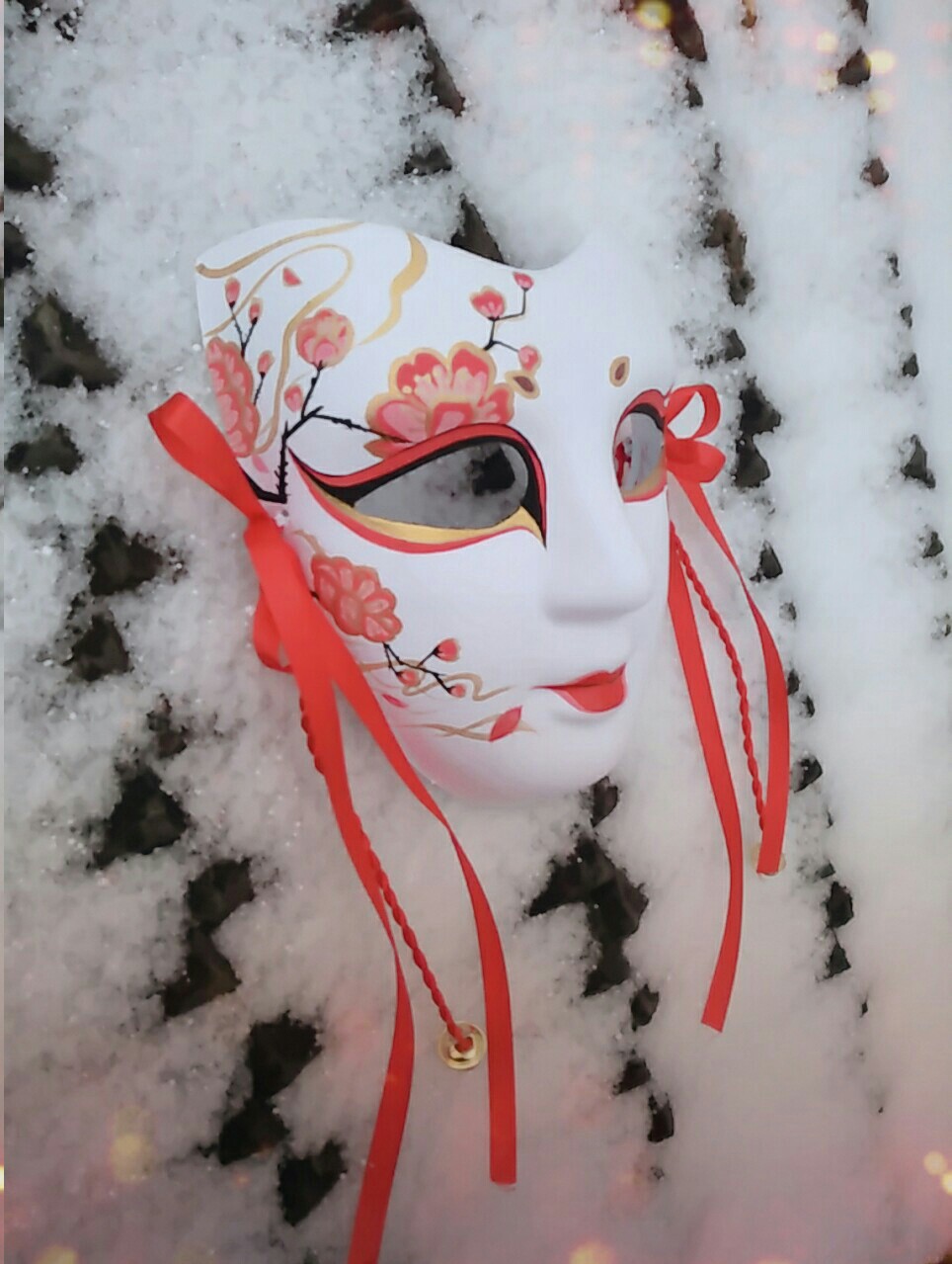 半脸猫cos抖音狐狸面具古风动漫夏目友人帐魏无羡蓝湛万圣节 夜幕黑色