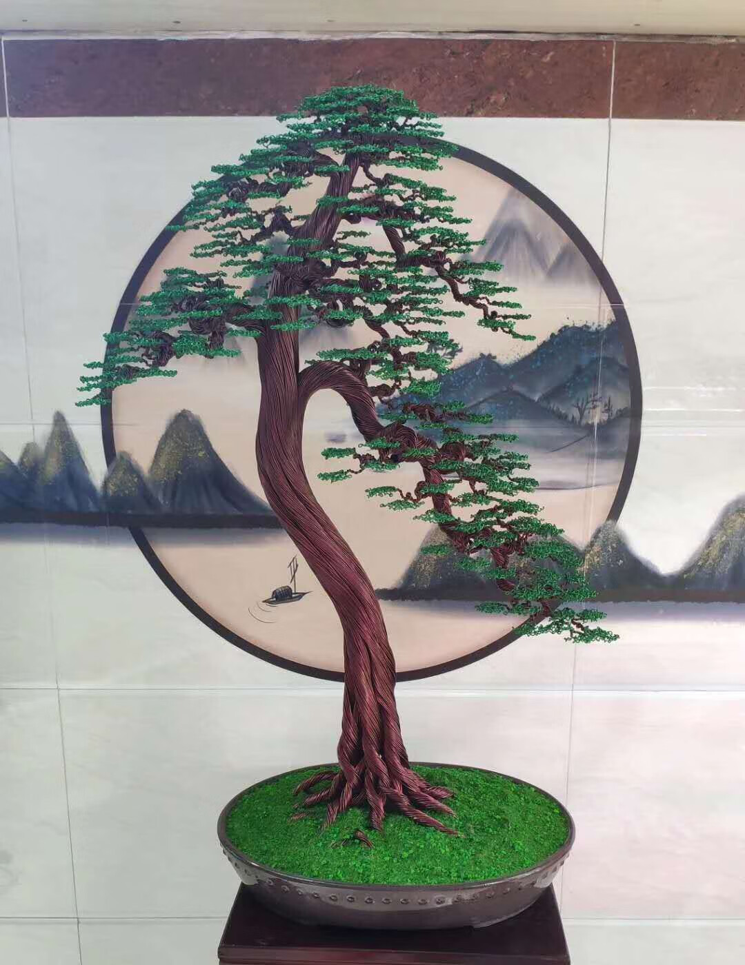 精选好货铜丝工艺品仿真材料包发财树工艺品编制铜丝树聚财大气树脂