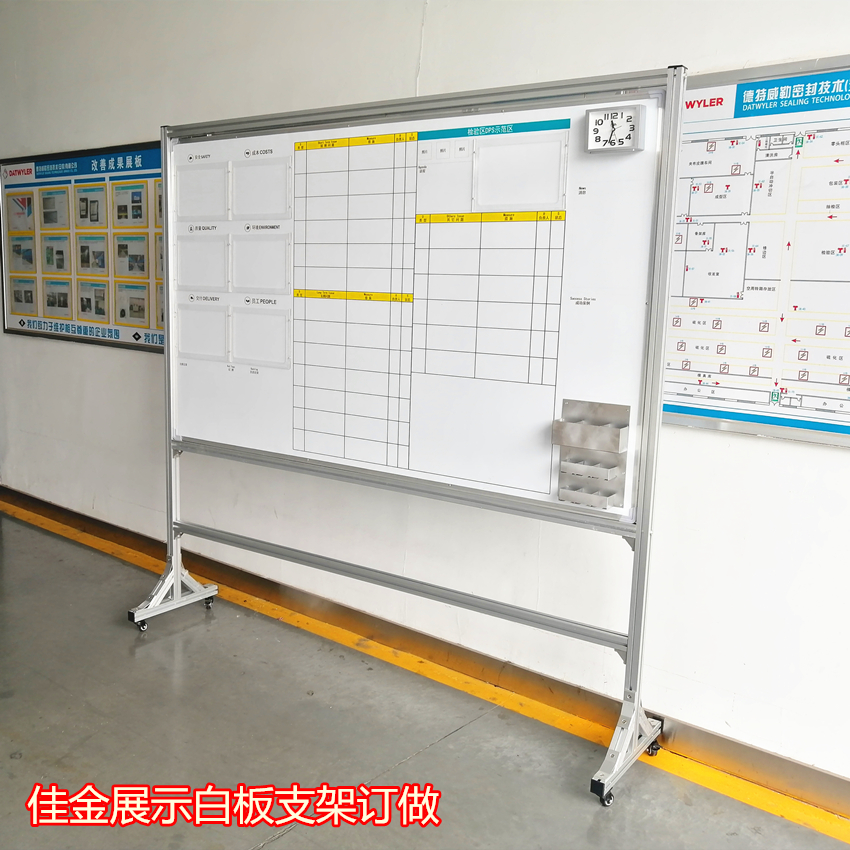 移动宣传栏 车间看板移动展板铝合金宣传栏生产管理计划板玻璃白板
