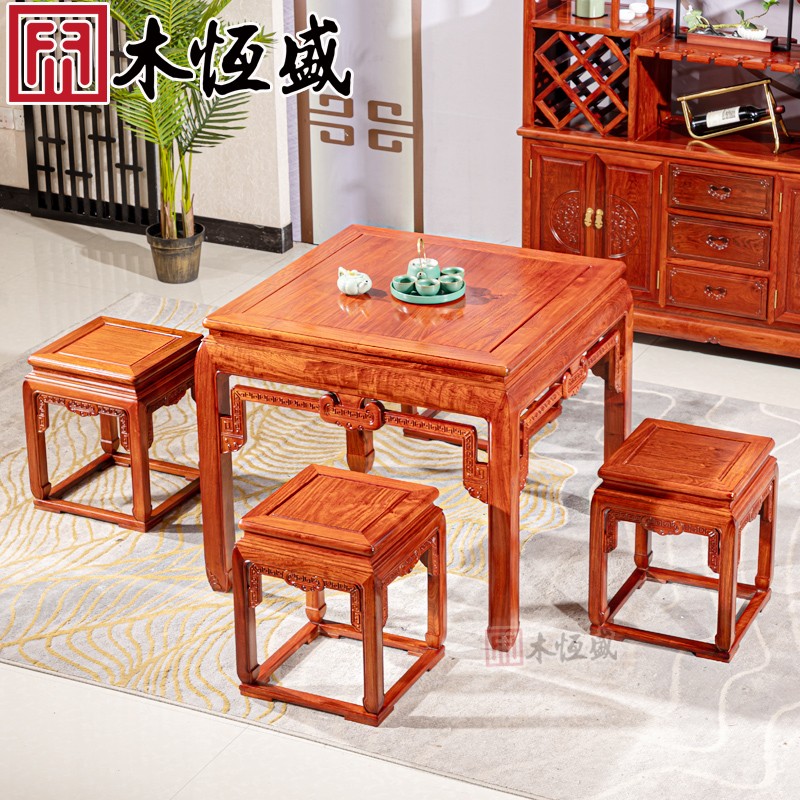木恒盛红木家具 缅甸花梨(学名:大果紫檀)四方桌 四方桌