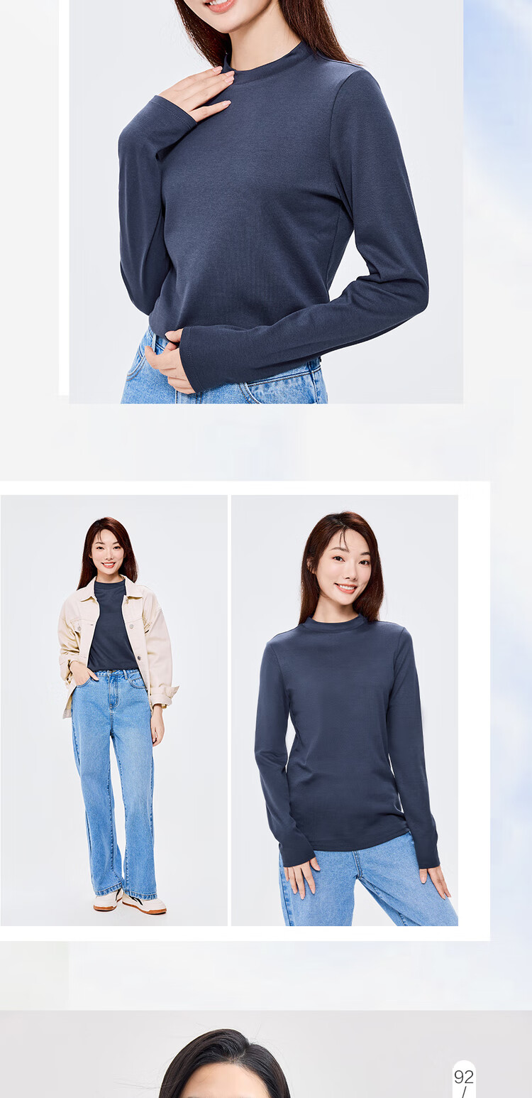 Женская футболка Giordano с длинным рукавом, однотонная, базовый стиль, нижняя рубашка из чистого хлопка, полувысокий воротник, топ для женщин 05322803
