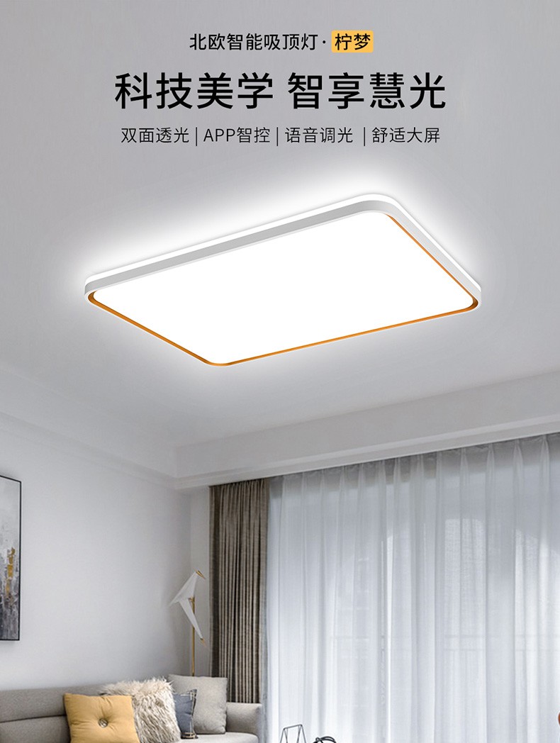 雷士（NVC） led吸顶灯具套餐 时尚创意双透光轻奢现代简约智能语音控制客厅卧室全屋灯具套餐 力荐！【四室一厅】5灯-智控客厅+智控卧室*4
