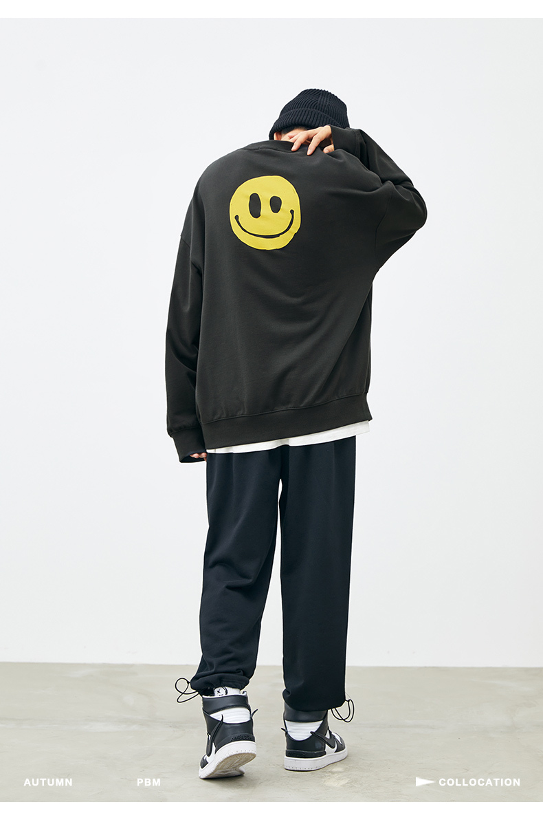 黑色 xl 品牌: 太平鸟 商品名称:太平鸟男装 笑脸印花卫衣男韩版时尚