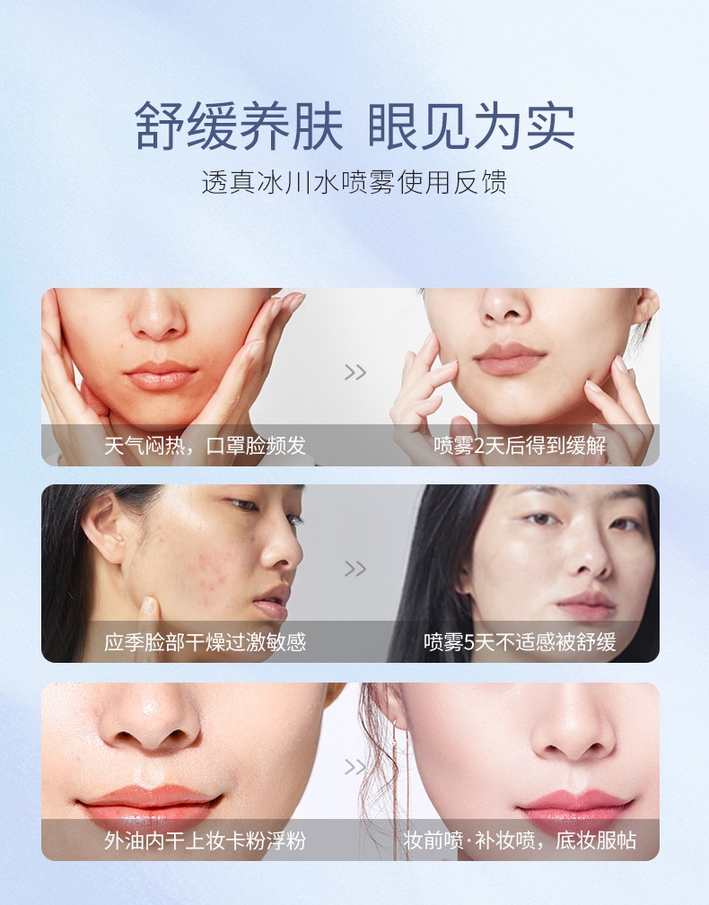 透真（LUCENBASE）冰川水舒缓呵护喷雾玻尿酸补水保湿控油平衡定妆喷雾爽肤水护肤品 补水喷雾+防晒霜 补水喷雾150ml