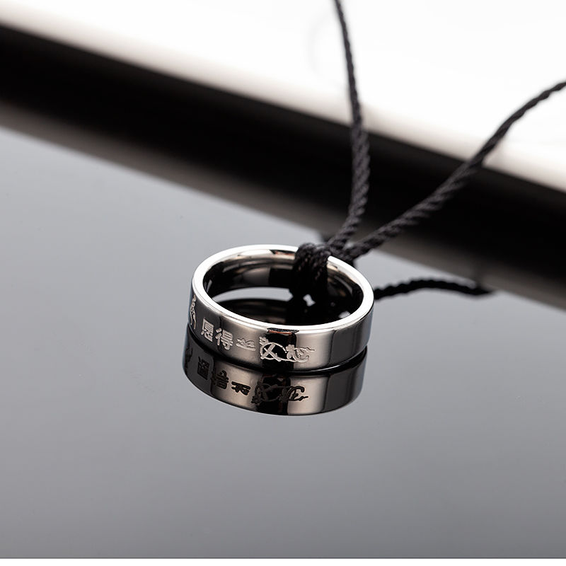 beauty韩版情侣戒指项链一对钛钢挂件闺蜜吊坠个性定制刻字学生锁骨链
