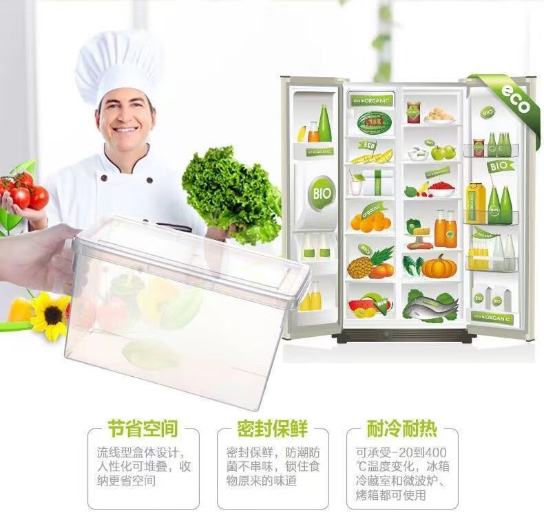 话语冰箱收纳盒蔬菜水果鸡美妆工具冷冻透明保鲜盒塑料密封储物盒 【两个】颜色随机