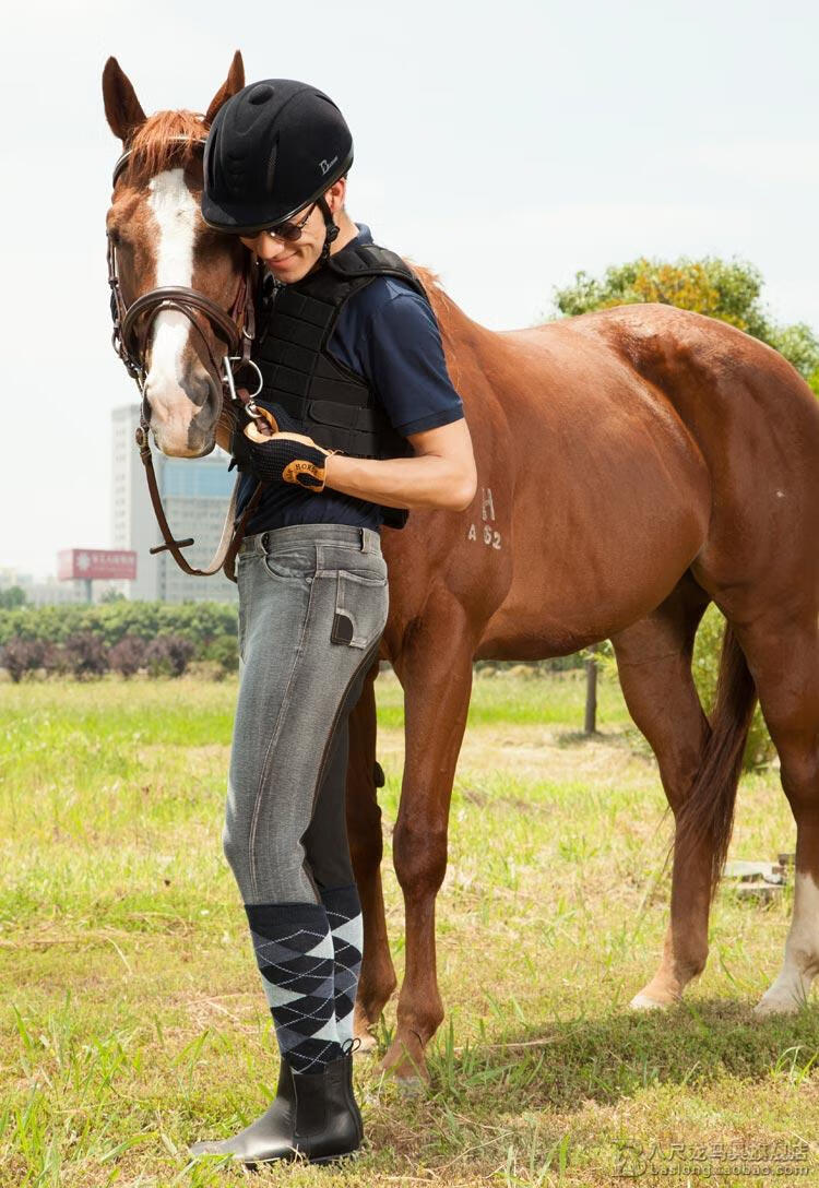 马具牛仔马裤骑马马裤时尚弹力男款马裤马术骑士装备 全皮 4xs 1尺6腰