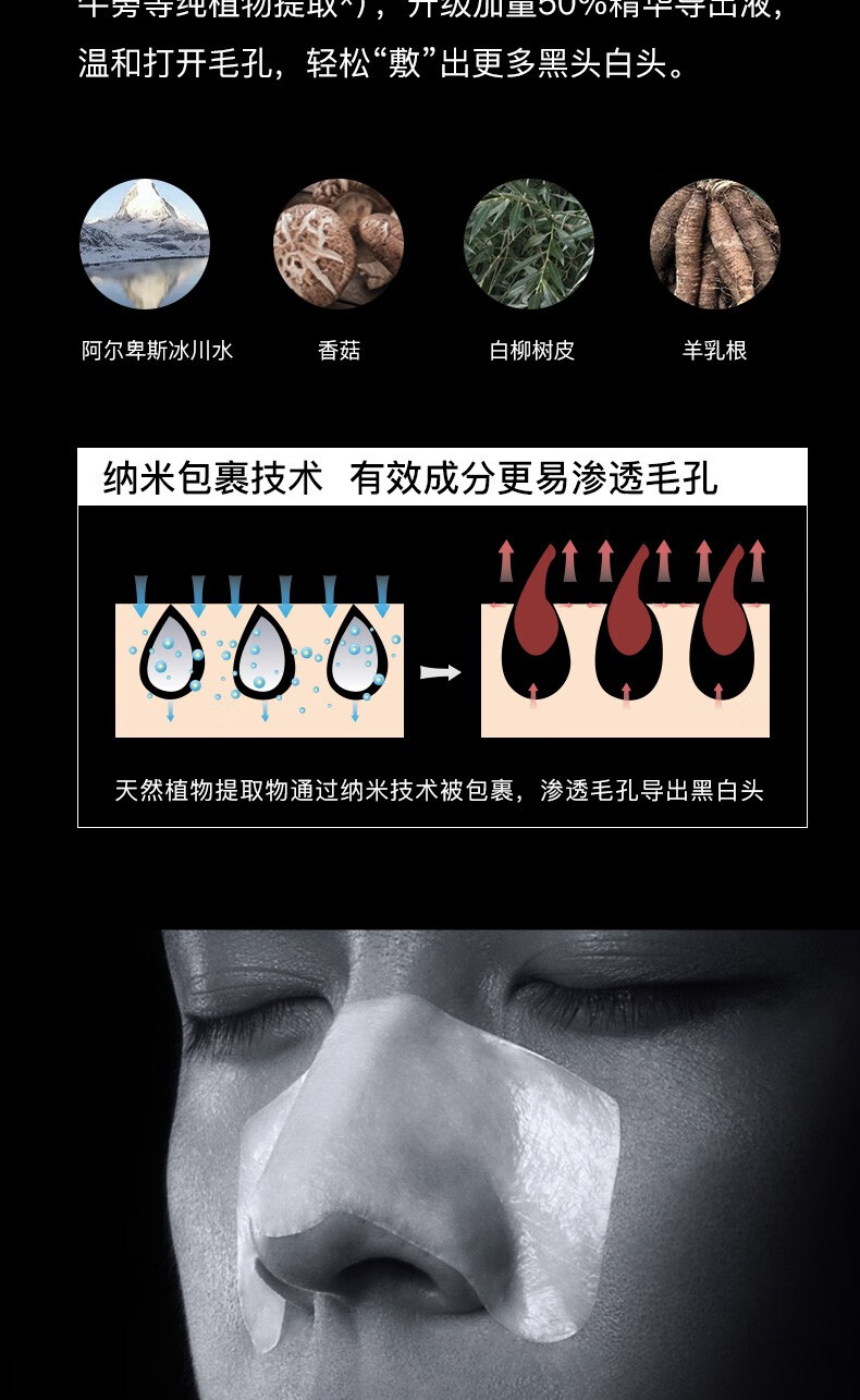 如薇RNW鼻贴鼻膜祛黑头猪鼻贴导出黑头深层清洁温和去粉刺控油收缩毛孔男士女士吸黑头 2套是4片（2片导出+2片收缩）