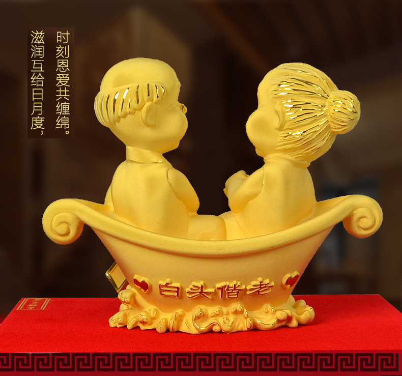 安天亲民结婚纪念品礼物黄金纯银摆件珍珠婚金婚银婚送父母周年纪念日