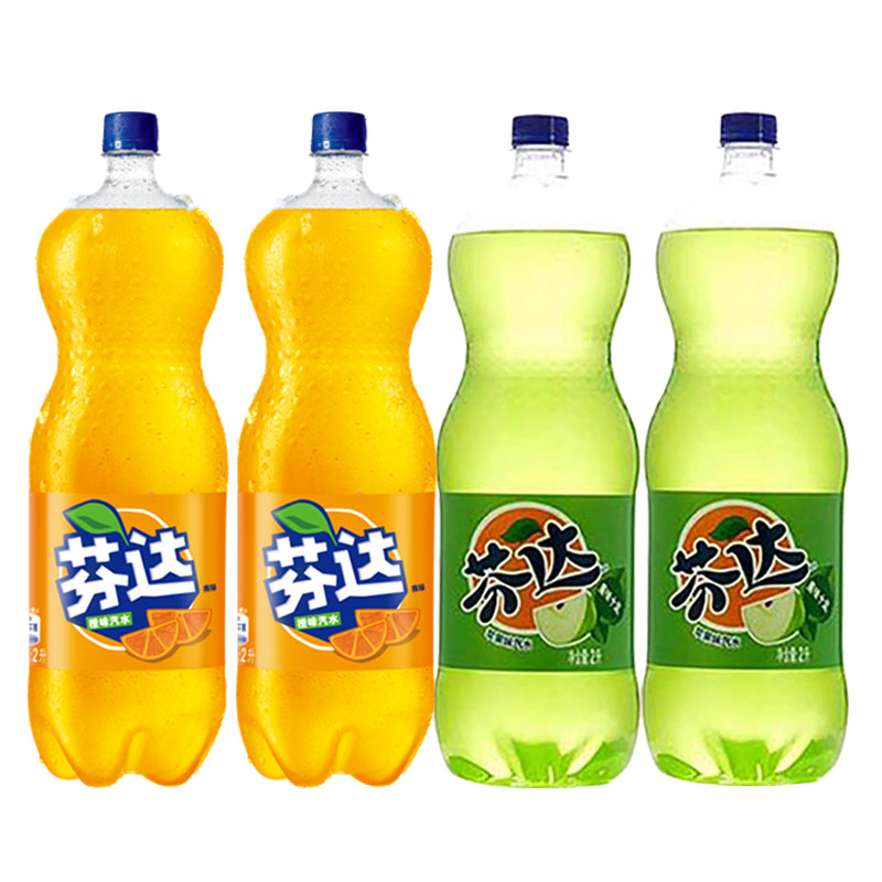 可口可乐芬达橙味苹果味2升6瓶大瓶装整箱橙味汽水碳酸饮料年货芬达橙