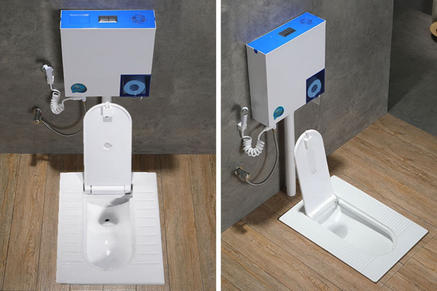 蹲便器加水箱带盖子蹲便器带盖板翻盖式蹲坑陶瓷蹲盆家用带洗手盆陶瓷