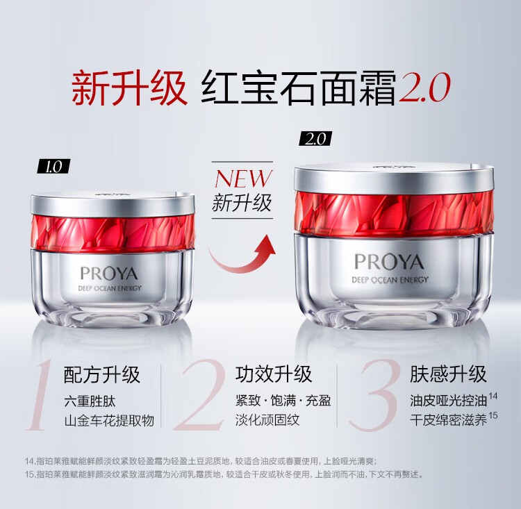 珀莱雅红宝石面霜2.0抗皱淡化细纹保湿面霜 红宝石轻盈面霜2.0