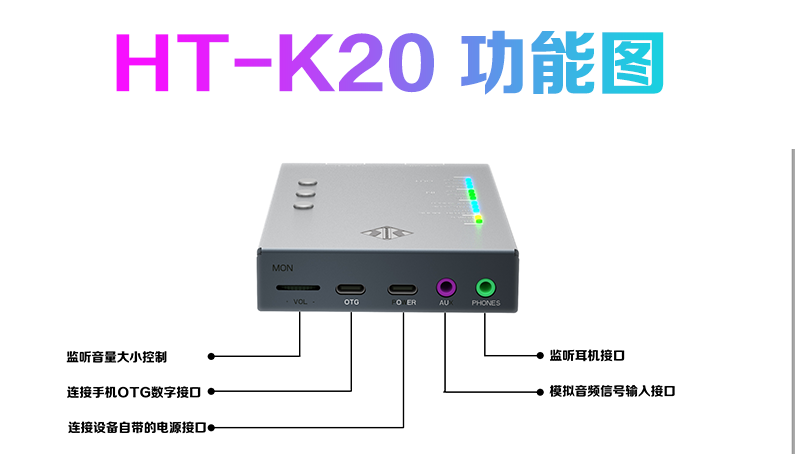 韩湘子htk20第二代光纤数字otg手机直播无损转换器适用于苹果安卓充电