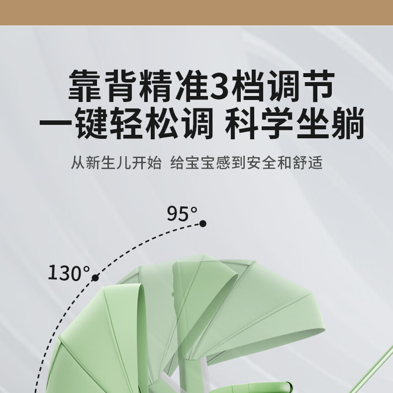 HAIR RABBIT遛娃神器婴儿推车可坐可躺轻便折叠溜娃神器婴儿车高景观宝宝神车 松介绿