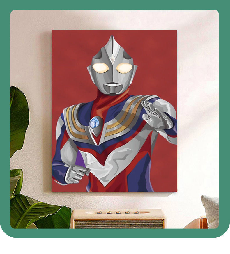 手工画涂色填充diy数字油彩画奥特曼填色治愈动漫解闷迪迦奥特曼2绷好