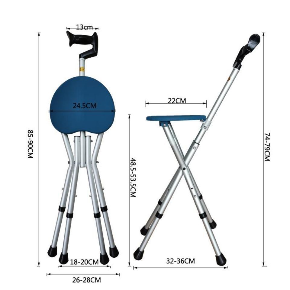 四角款防滑老年人带凳拐杖椅折叠凳子手杖拐杖四脚可坐拐棍古铜色不可