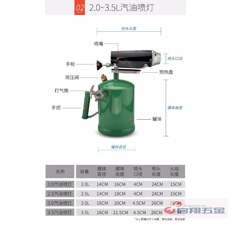 喷灯汽油喷灯柴油喷灯家用便携式烧猪毛喷火枪柴油防水喷火烧毛器10l