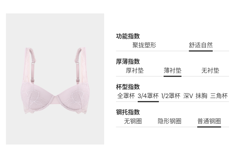 ck内衣2021春夏女士黑标叶影系列舒适薄衬3/4罩杯文胸qf6418ad tqd