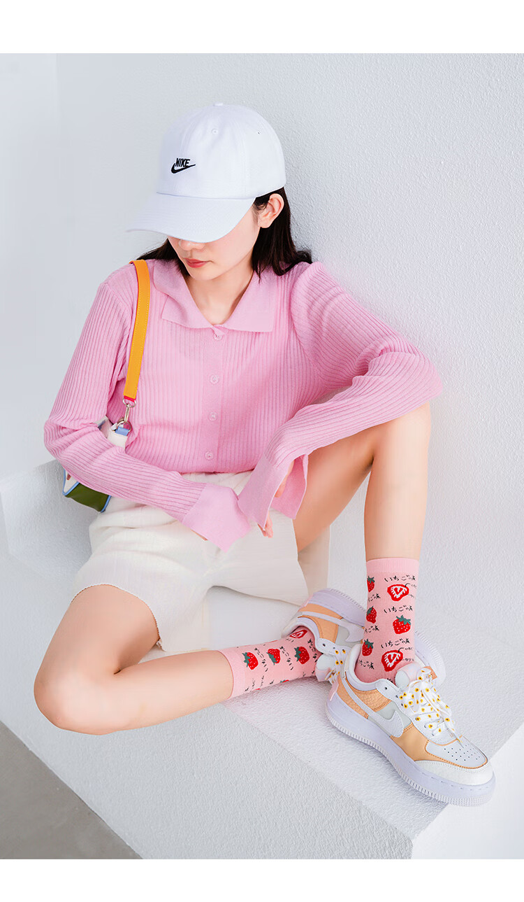 粉色袜子女ins潮中筒袜春秋夏季长筒袜日系可爱草莓长袜高帮猕猴桃