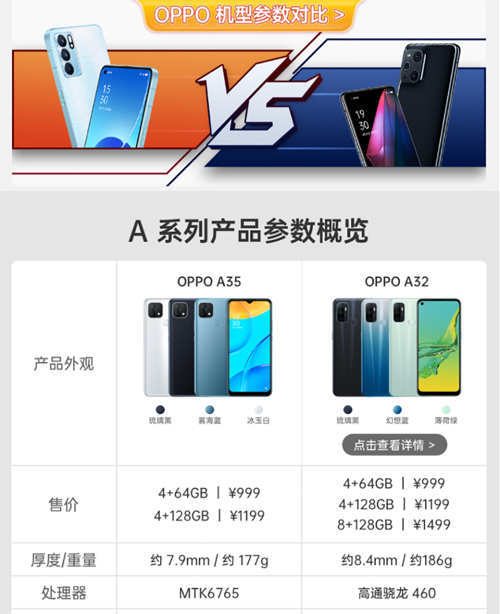 oppoa35白条分期0首付轻薄时尚外观ai智能三摄全网通拍照手机雾海蓝