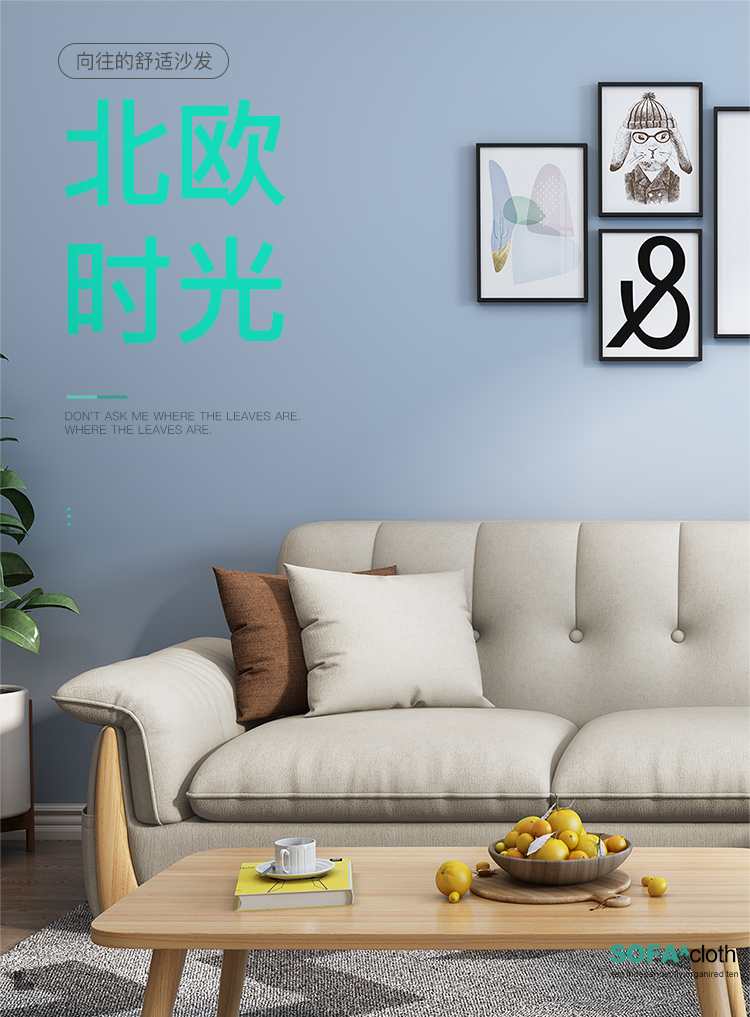 梵爱 沙发布艺沙发北欧小户型沙发三人位客厅整装家具 舒适版（海绵座包)双人位+贵妃位 象牙白（棉麻）