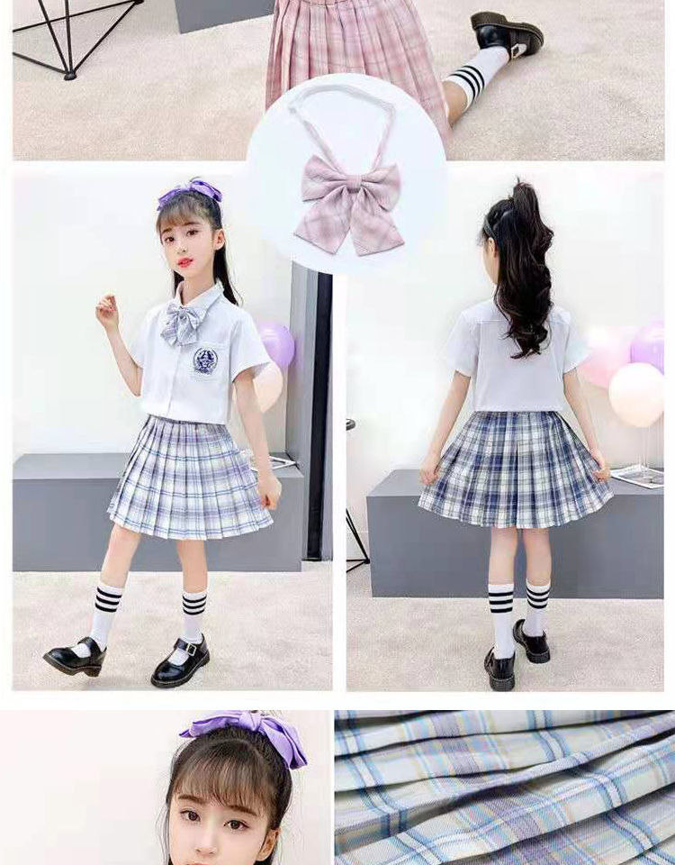 春季儿童jk制服格裙10岁女童学院风裙子套装中童大童学生百褶裙夏