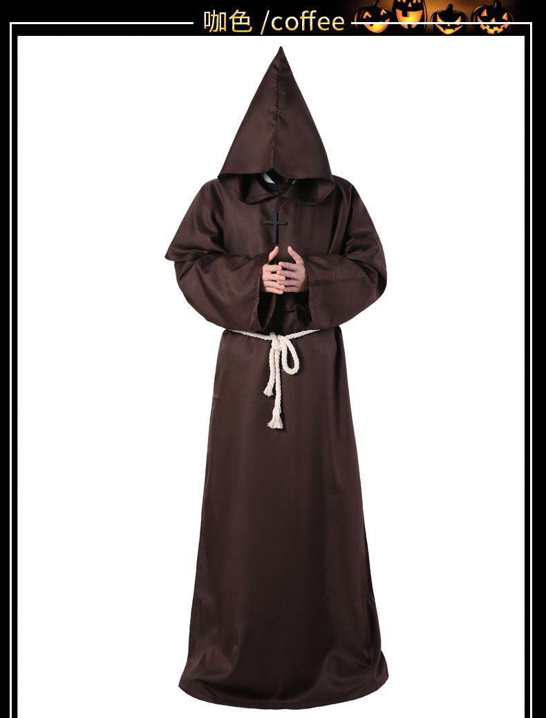 中世纪修士僧侣巫师牧师教徒教父神父cos服长袍斗篷万圣节服装2022